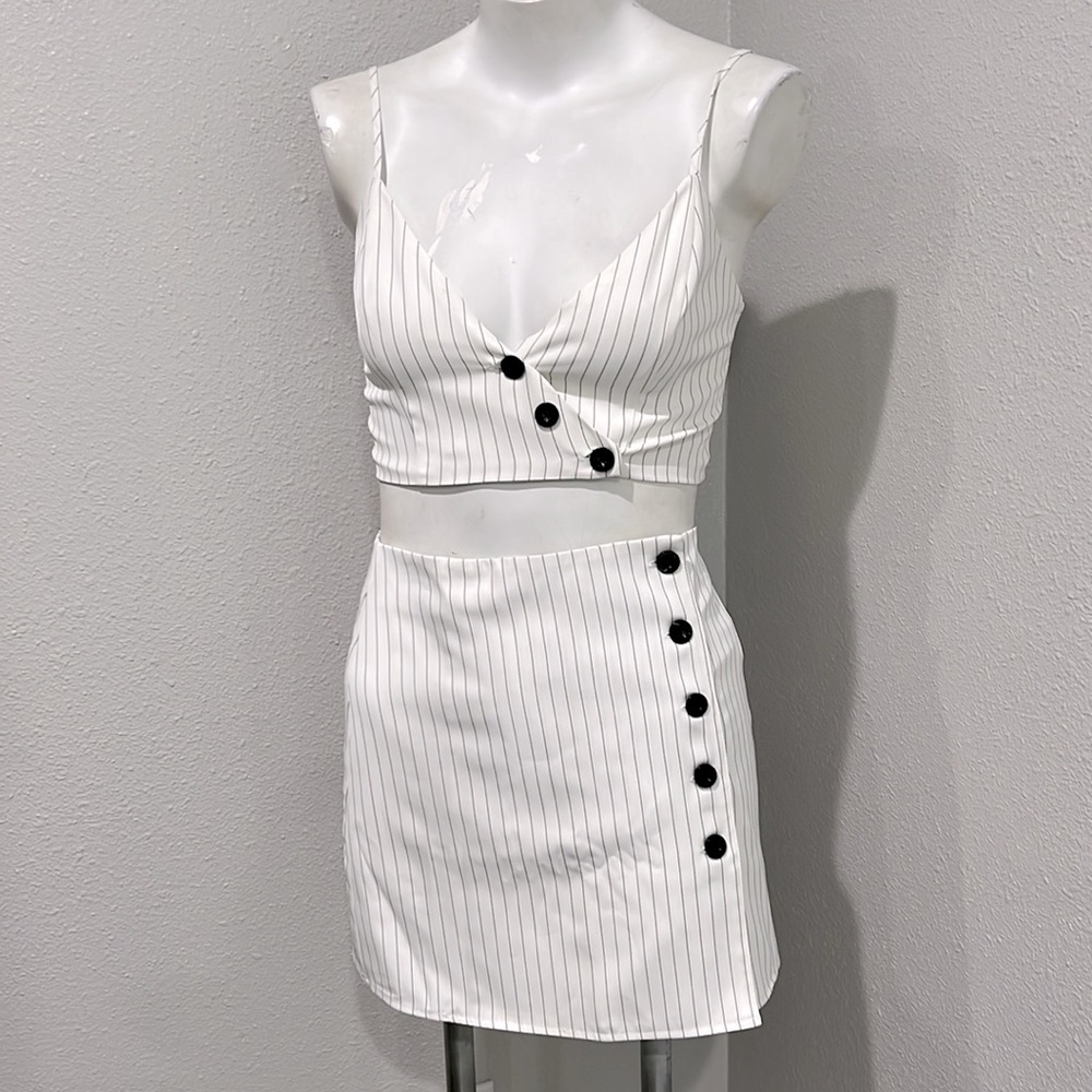 Pinstripe Two Piece Skirt Set